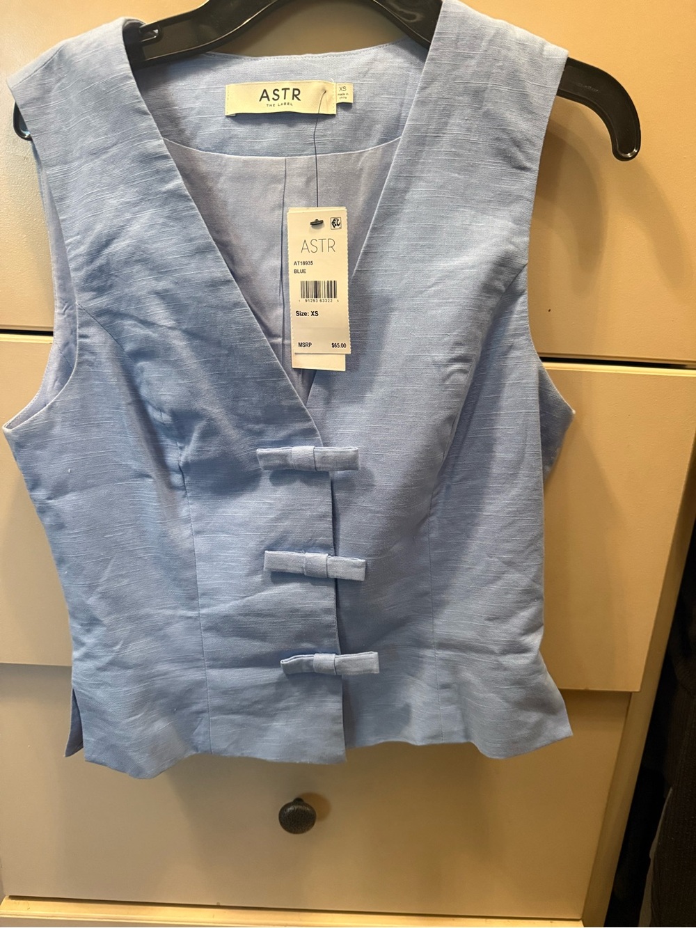Astr Light Blue Sleeveless V-Neck Top